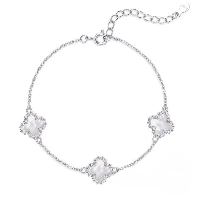 Clover Bracelet – 925 Sterling Silver with Iridescent Shell