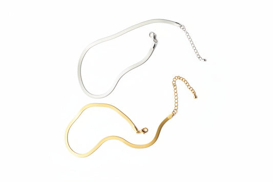 Herringbone Choker Necklace – Gold & Silver