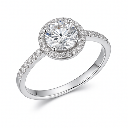 925 Sterling Silver - Radiant Halo Ring