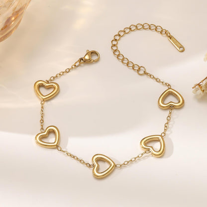 Heart Link Necklace & Bracelet Set