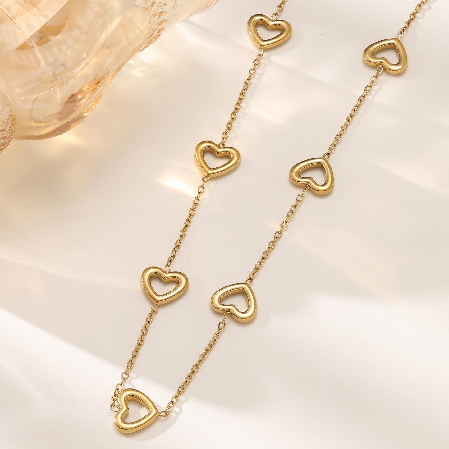 Heart Link Necklace & Bracelet Set