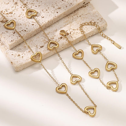 Heart Link Necklace & Bracelet Set