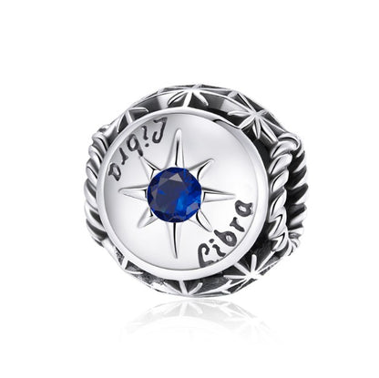 Zodiac Charm Pendant – 925 Sterling Silver with Birthstone Detail