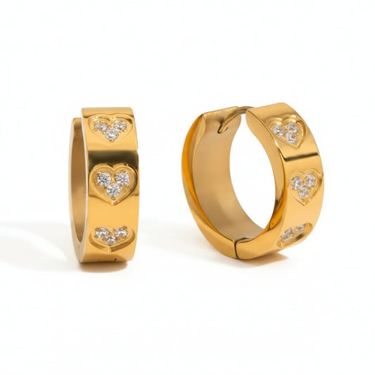 Love Heart Hoop Earrings 18K Gold Plated