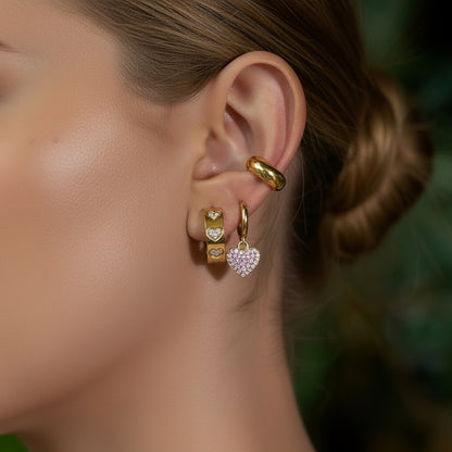 Love Heart Hoop Earrings 18K Gold Plated