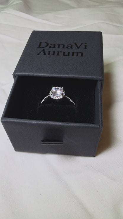 Radiant Halo Moissanite Ring – 925 Sterling Silver