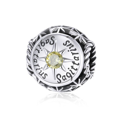 Zodiac Charm Pendant – 925 Sterling Silver with Birthstone Detail