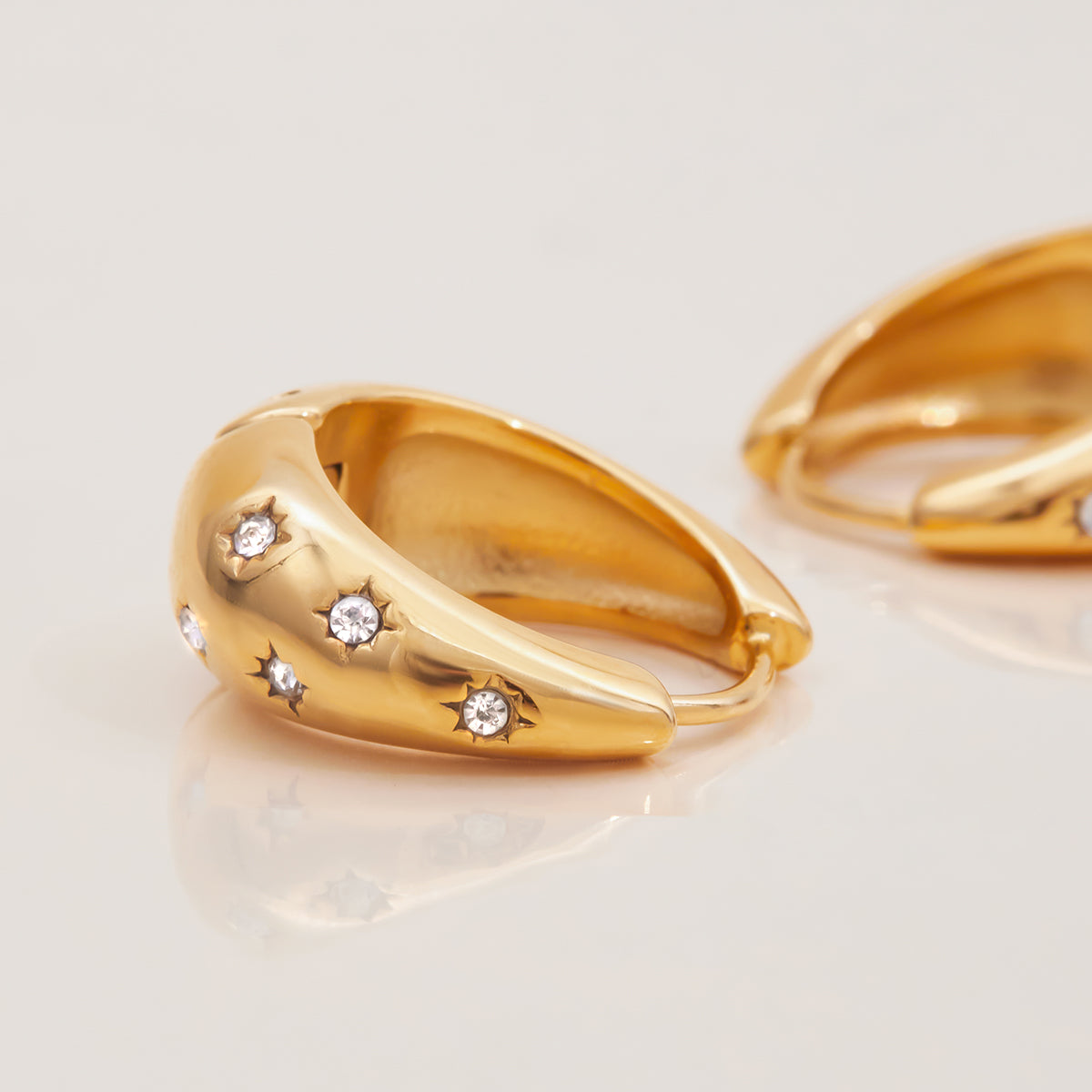 Classic Star-Set Hoop Earrings – 18K Gold Plated